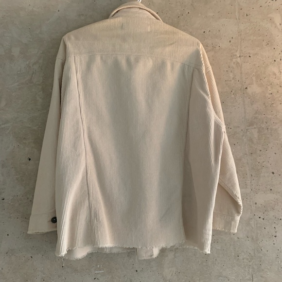 Zara Oversized Boyfriend Corduroy Jacket, Beige, Size S - Picture 4 of 5
